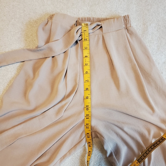ZARA Tie Up Wide Leg Beige Flowy Pants - Picture 11 of 16